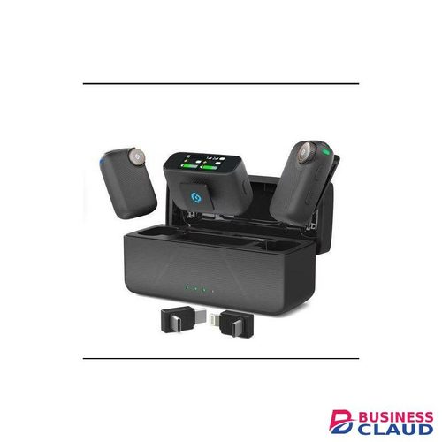 POWEROLOGY Pure Q1 AI Noise-Cancelling Microphone with Crystal-Clear Sound, Bluetooth BGM Streaming Multi-Scene Reverb Modes, Type-C Charging Port, One-Touch Noise Cancellation, 5.5 Hours Transmitter, 7.5 Hours Receiver with BGM, Earphone Monitoring