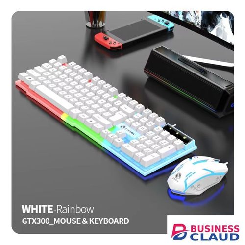Wired Gaming Keyboard And Mouse Backlight RGB With Mechanical Feel Suspension Keyboard - White