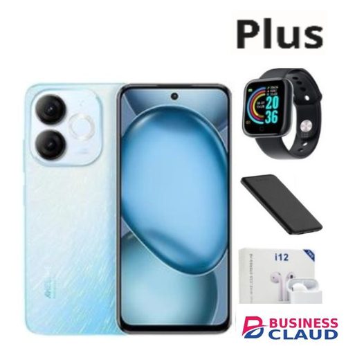 Itel A90, 6.7" (4+4)GB RAM +128GB ROM inch IPS LCD display, 5000mAh Battery, (Dual Sim)+Powerbank+Earpods+Smartwatch