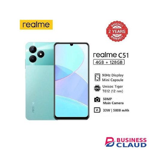 Realme C51,IPS LCD DISPLAY 6.74 INCHES,DUAL SIM(4GB RAM+128GB ROM)5000MAH,DUAL SIM,50MP,SPLY"