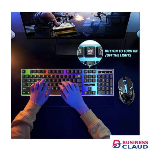 Wired Gaming Keyboard And Mouse Backlight RGB With Mechanical Feel Suspension Keyboard - Black