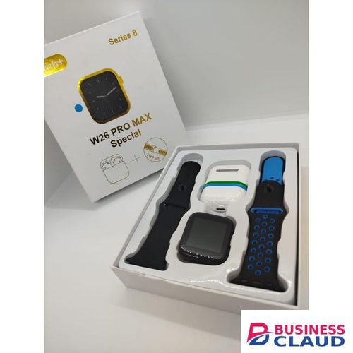 W26 Pro Max Series 9 Smartwatch health monitoring watch with free Bluetooth Earbuds – Fitness, Health Monitoring, and Seamless Connectivity in One Device