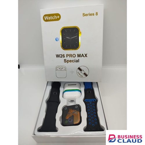 W26 Pro Max Series 9 Smartwatch health monitoring watch with free Bluetooth Earbuds – Fitness Monitoring, Music, and Health Tracking in One Complete Device