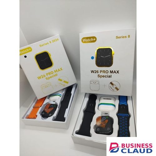 W26 Pro Max Series 9 Smartwatch health monitoring watch with free Bluetooth Earbuds – Fitness Tracking, Music Playback, and Health Monitoring for Every Adventure