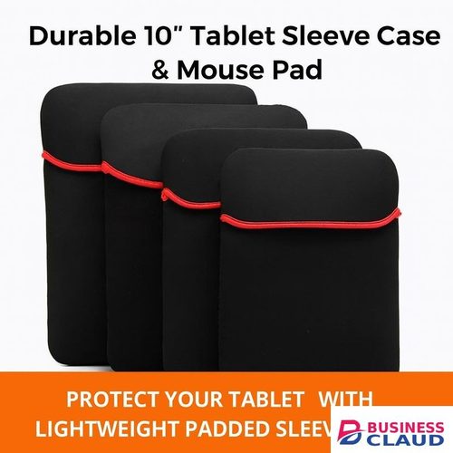 2 in 1 Tablet Sleeve + Mouse Pad – Covers Fits All 10'' Devices, Shockproof & Travel-Ready