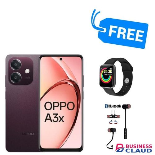 Oppo A3X,IPS LCD DISPLAY 6.67",128GB ROM & 4GB RAM,5100MAH,45W,8MP,WATCH & SPORT BLUETOOTH