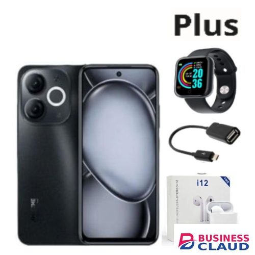 Itel A90, 6.7" (4+4)GB RAM +128GB ROM Inch IPS LCD Display, 5000mAh Battery, (Dual Sim)+Smartwatch+otg Cable+Earpods