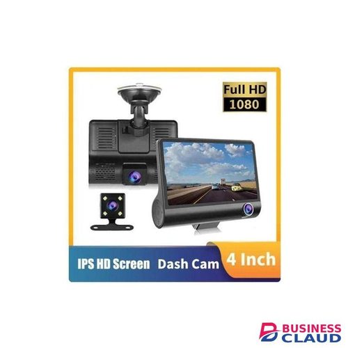 3-Way Dash Camera with Front, Rear, and In-Car Monitoring