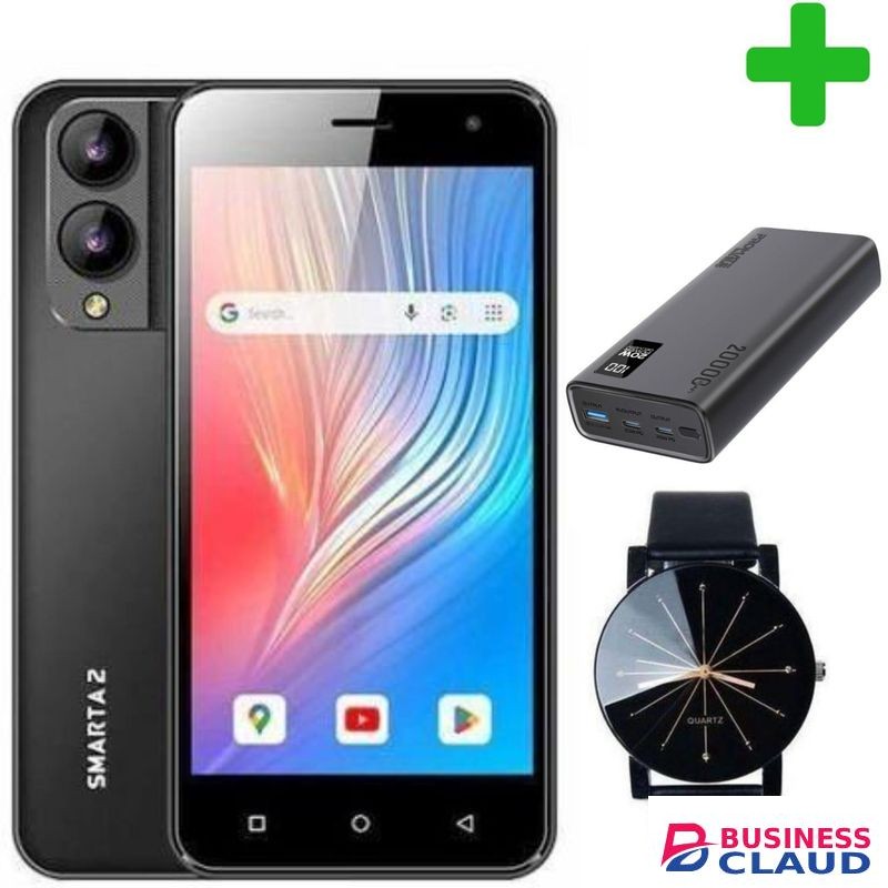 Safaricom Neon Smarta 2, IPS LCD DISPLAY, 5" Inches, 32GB ROM + 2GB RAM (Dual SIM), 3300mAh +Free Gifts(Web watch+Power bank)