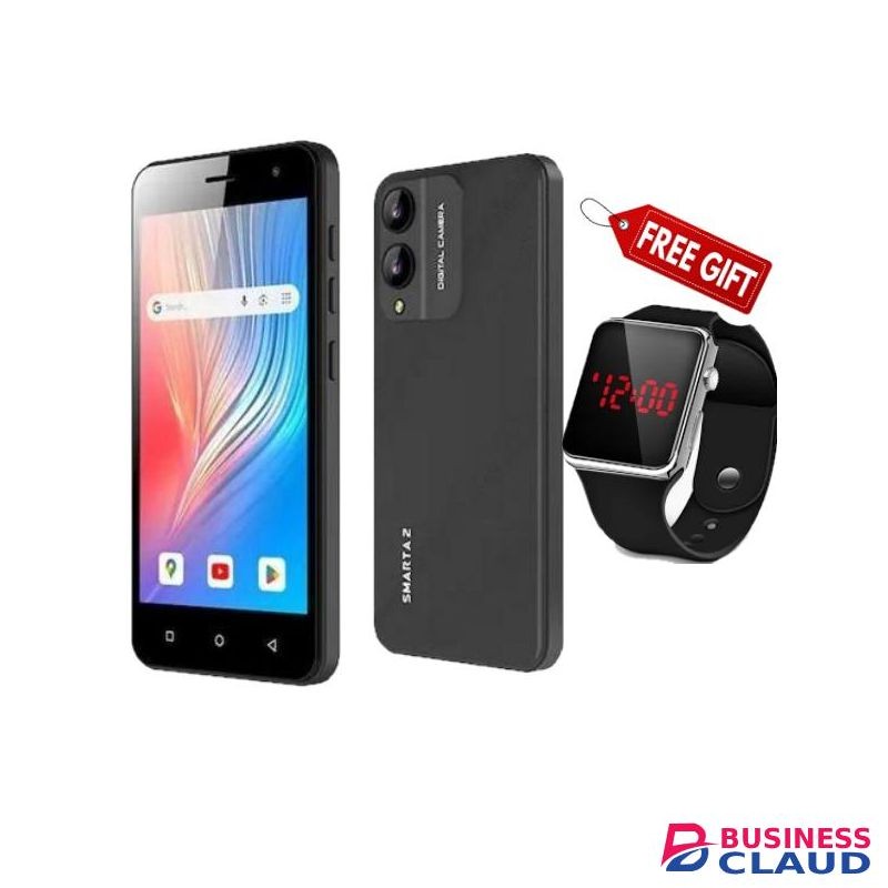 Safaricom Neon Smarta 2, IPS LCD DISPLAY, 5" Inches, 32GB ROM + 2GB RAM (Dual SIM), 3300mAh - BLACK + LED Watch