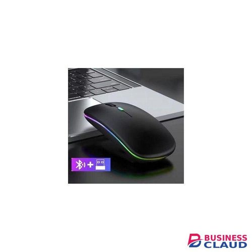 Mouse Bluetooth 5.0 + 2.4G Dual-mode Ultra Thin Rechargeable LED Mouse - Black