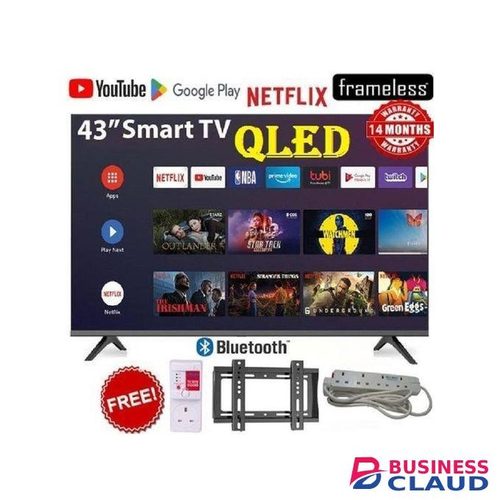 Vitron 43" INCH TV QLED TV HTC4300QFS,Bluetooth Enabled TELEVISION, ICAST SCREEN,FHD Smart Android & DIGITAL TV, Inbuilt Decoder for local channels, Wi-Fi connectivity, Netflix YouTube App Store (1 YEAR WARRANTY) +FREE TV GUARD+ WALL BRACKET + EXTENSION C