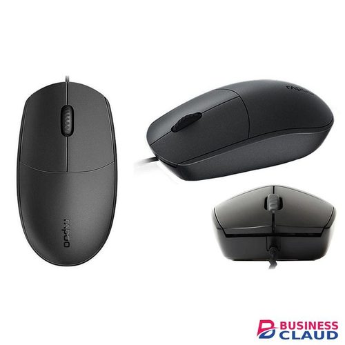 Rapoo N100 Wired Optical Mouse, 1600 DPI Sensor, Ergonomic Design, 3 Buttons Including 2D Non-Slip Scroll Wheel, High Resolution
