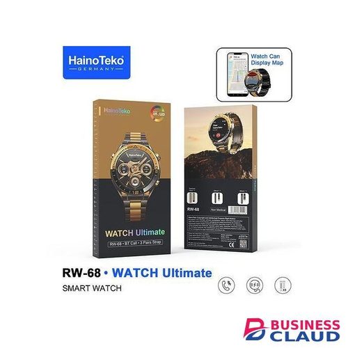 HainoTeko RW-68 Watch Ultimate – AMOLED Smartwatch with BT Call, 3 Strap Kit & All-Day Health Monitoring