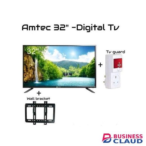 Amtec 32 " Digital LED FHD BUILT INDECODER FRAMELESS TV LED SCREEN+wall mount+TV quard