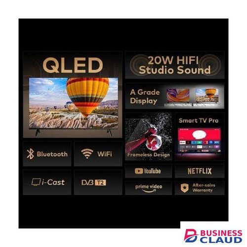 Vitron HTC4300QFS 43" Inch Smart QLED TV,FHD Android TV, Frameless Design, Bluetooth, Inbuilt Decoder, ICAST Screen Mirroring, Wi-Fi, Netflix,YouTube, App Store+FREE BRACKET+TV GUARD+OTG&RCA CABLE+EARPODS