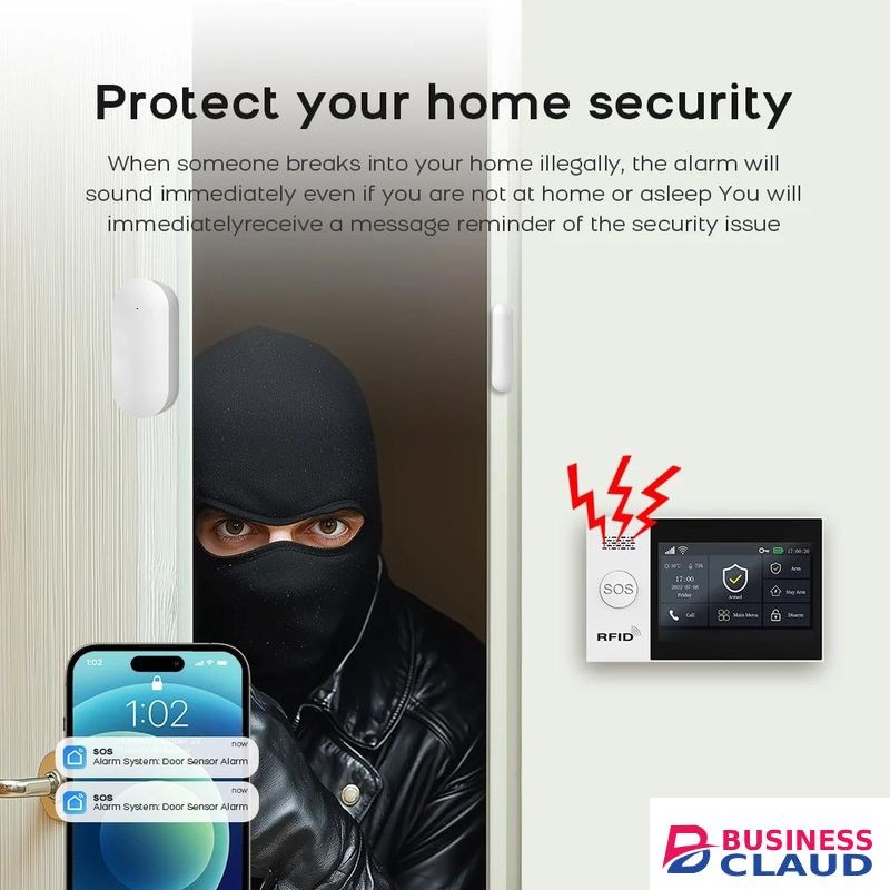 7-inch IPS Large Touch Screen Home Alarm Panel 4G LTE GSM WiFi Wireless Alarm Security System Burglar Tuya Smart Alexa