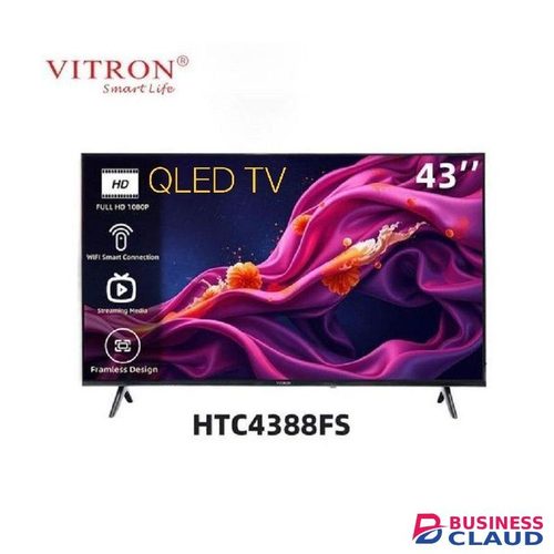 Vitron HTC4300QFS 43" INCH QLED TV FHD SMART ANDROID TV,BLUETOOTH ENABLED, ICAST SCREEN,NETFLIX,YOUTUBE TELEVISION INBUILT DECODER, WIFI ENABLED, APP STORE 1GB-RAM 8GB-ROM 2*USB PORTS,3*HDMI PORTS+ FREE TV GUARD + EXTENSION CABLE