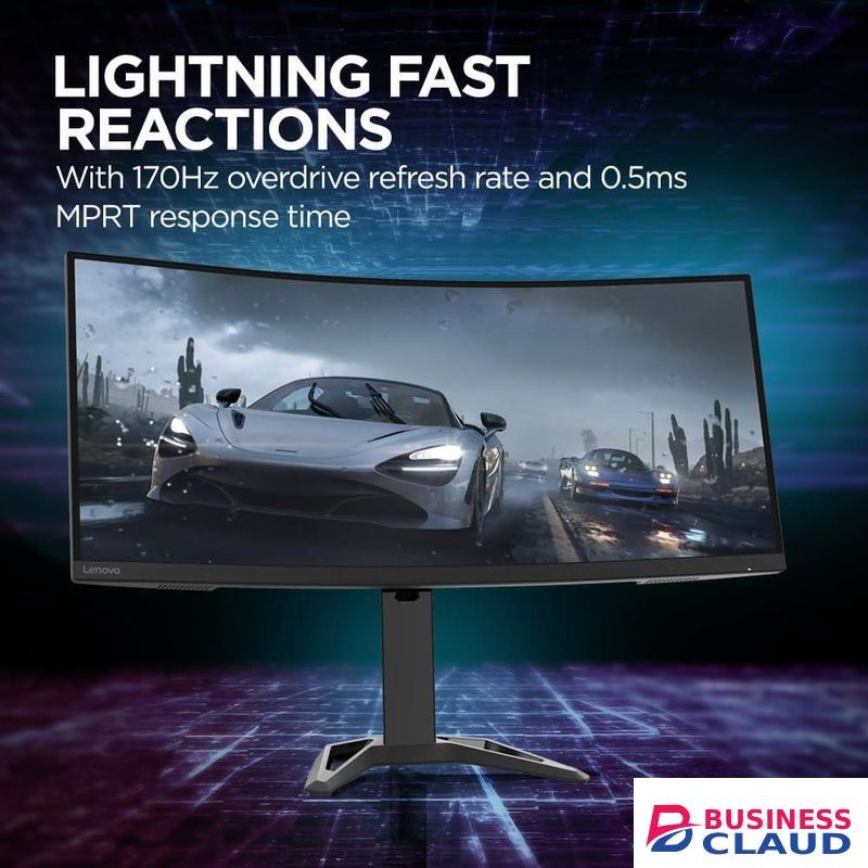 Lenovo G34w-30 34 Inch Gaming Monitor, Ultra-Wide QHD, 1440p, 165Hz, 0.5ms, HDMI, DP, AMD Freesync Premium, PS, Xbox, PC Screen