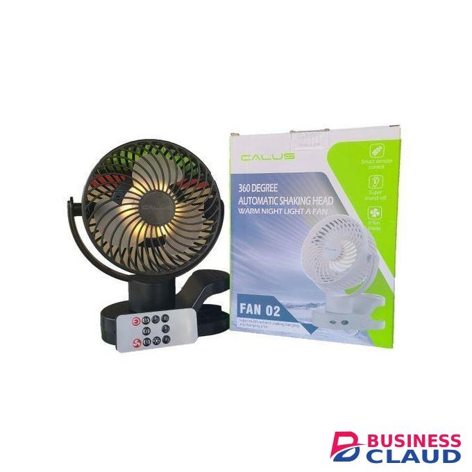 CALUS Mini Portable Fan – 360° Rotating, Warm Night Light, Rechargeable