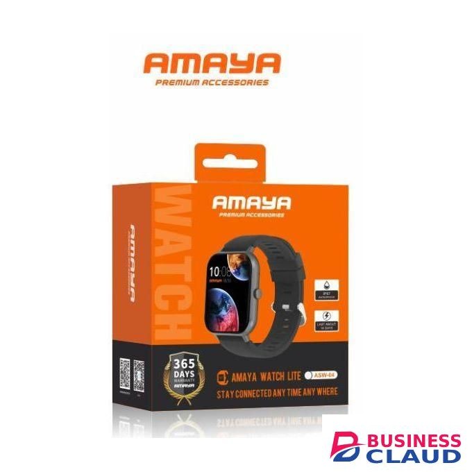Amaya ASW-04 Smartwatch Sleek Business Style ,IP67 Waterproof ,heart late monitor , Blood Oxygen Monitor ,Blood Pressure , Long battery life , About 14 days , Wide Compatibility , Fitness & Activity Tracking