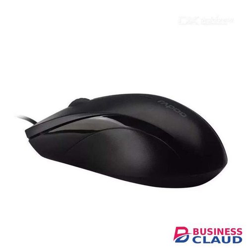 Rapoo Wired Optical Mouse Silent (N1200), 1000 DPI Optical Sensor, USB Cable, 3-Button Layout, Ergonomic & Symmetrical Shape, Noise Free Operation, High Precision Optical Tracking, Windows, macOS