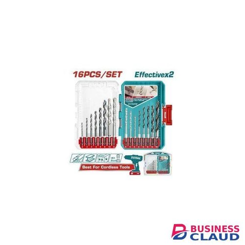 TOTAL TACSDL11608 16 Pcs metal, masonry and wood drill bits set