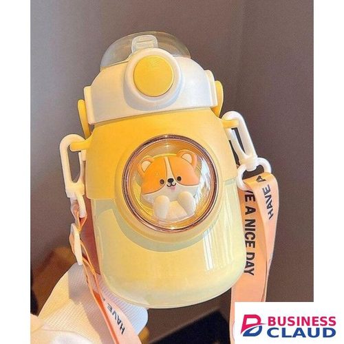 Large Capacity 820ml Kids Cartoon Water Bottle with Straw - C