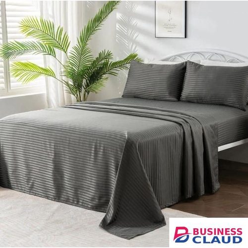 4PC 100% 6*6 COTTON BEDSHEET SET TC / 2 BEDSHEETS + 2 PILLOWCASES - GREY