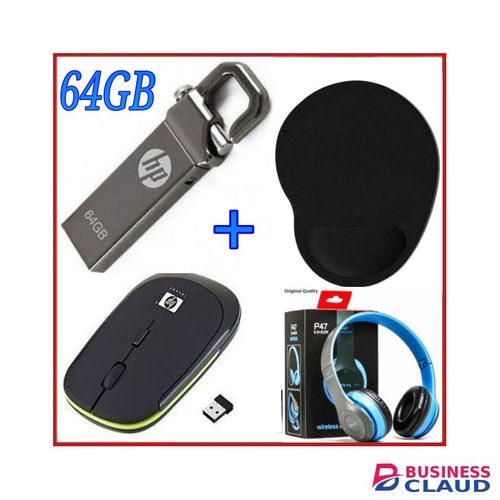 HP V250W 64GB Flash Disk With Clip+Mouse+ Mouse Pad +Headphones