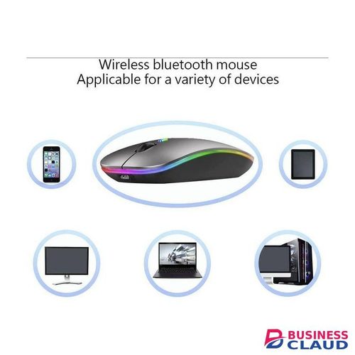 Mouse Bluetooth 5.0 + 2.4G Dual-mode Ultra Thin Rechargeable LED Optical Mouse - (Grey)