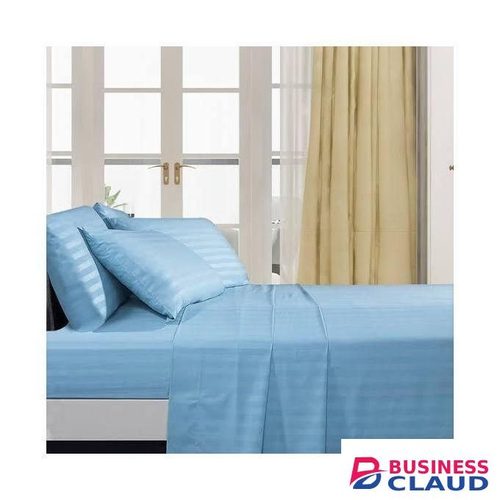 tripped Blue Bedsheet Set 4 Pcs (2 Bedsheets & 2 Pillowcases)