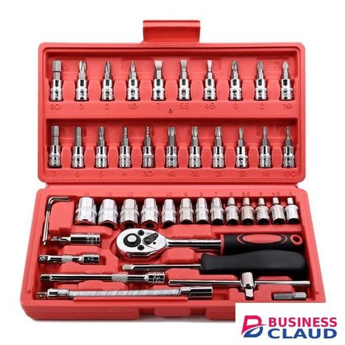 Share this product 46pcs Tool Sets Car Repair Tool Kit Wrench Set Head Ratchet Pawl Socket Spanner Screwdriver Professional Metalworking Tool Kit