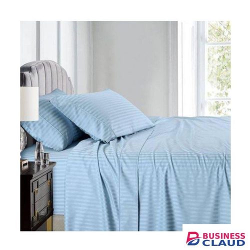 4PC 100% 6*6 COTTON BEDSHEET SET TC / 2 BEDSHEETS + 2 PILLOWCASES -BLUE