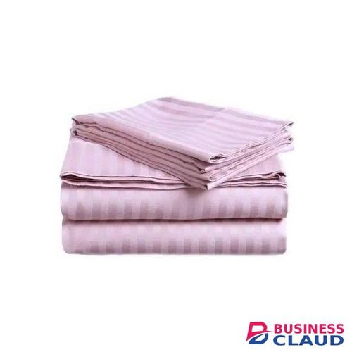 4pc Set Quality Cotton Stripped Bedsheets (2 Bed Sheets, 2 Pillow Cases)-Peach