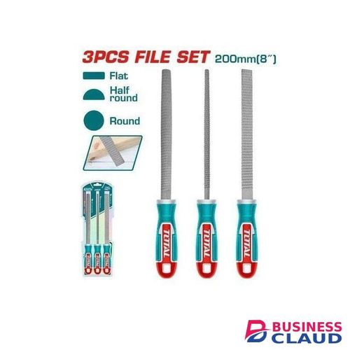 TOTAL 8" (200mm) Wood File Set of 3 Pcs (1 x Flat wood file,1 x Half round wood file,1 x Round wood file)– THT918326