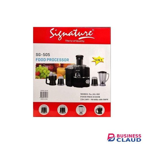Signature SG-505 5-in-1 Food Processor – Powerful, Durable & Multipurpose Juicer Blender (1.5L,400–500W, 1-Year Warranty) (4pcs set)