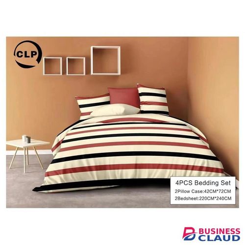 4pc Set Pure Cotton Stripped Bedsheets (2 Bed Sheets, 2 Pillow Cases)- recommended