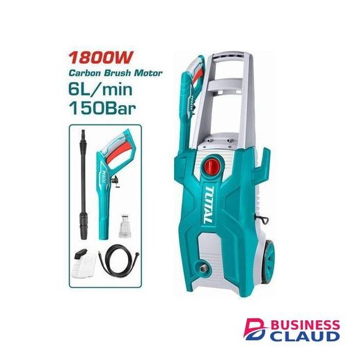 Voltage: 220-240V~50/60Hz Carbon brush motor Pure copper wire Input power:1800W Max Pressure:150Bar (2200PSI) Flow rate:6.0L/min Auto stop system 1pcs soap bottle 1 set water spray gun( TGTSG026) 5m high pressure hose( TGTHPH526) Packed by color box