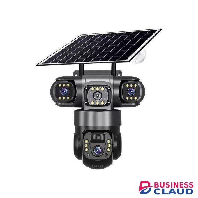 4G (Simcard) V380 Triple Lens Three Screens Camera Solar Powered - (PIR Human Detection,Colored Night Vision, All Weatherproof, Security Video IP Camara 4mp Battery CCTV Monitor) 10X zooming power