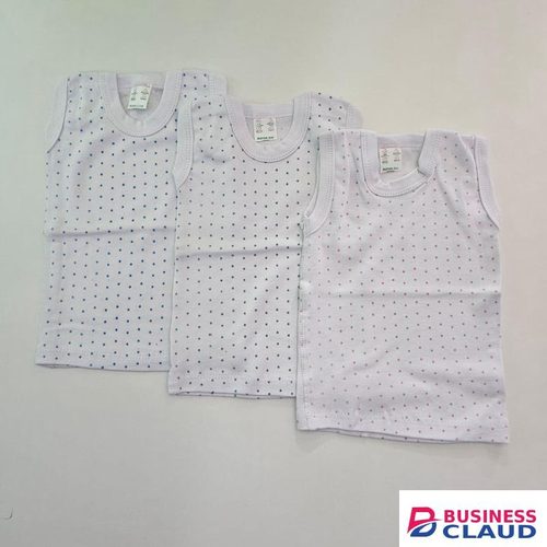 Soft Cotton Baby Vests (3pcs) – Dotted, Sleeveless, Comfortable