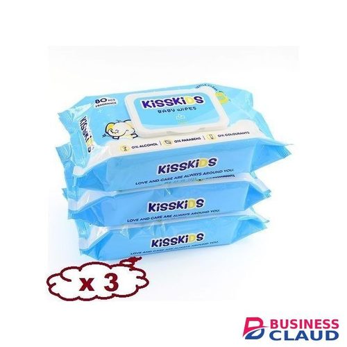 Kiss Kids 3 * 80 Pcs Baby Wipes 0% Alcohol, 0% Parabens 0% Colourants