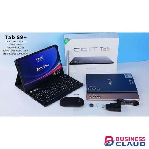 Ccit Tab S9+ Tablet 10.1 Inch FHD Android 13 Tablet PC 16GB RAM 1TB ROM 10000mAh Battery with Keyboard and Mouse