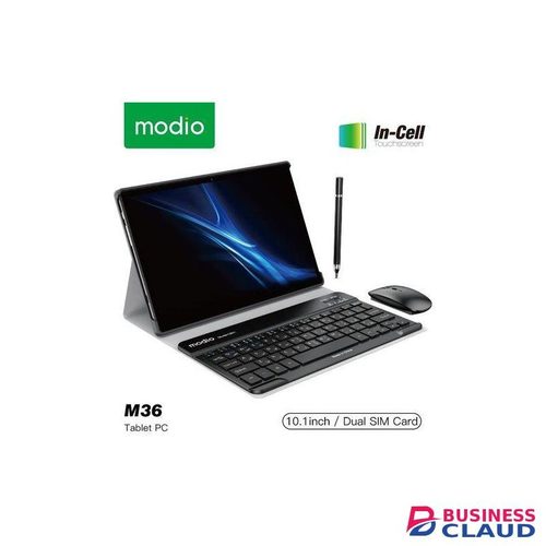 Modio M36 Tablet PC 12GB RAM, 512GB ROM Virtual Storage, Dual SIM, Dual Cameras, Includes Wireless Keyboard, Mouse, Flip Case Cover
