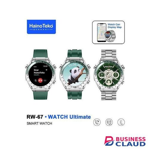 HainoTeko RW67 Ultimate Smartwatch AMOLED Display Full Health Monitor 3 Stylish Straps German Tech, Smart Watch