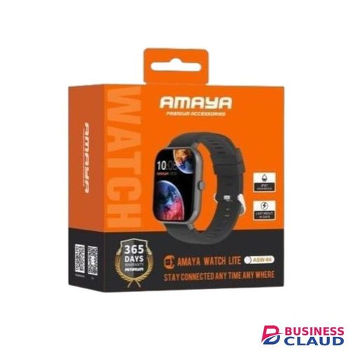 Amaya Watch Lite ASW-04, 1.7” Full Touch Display, Long Battery Life, Wide Compatibility, Heart Rate, Sleep Monitor - Black