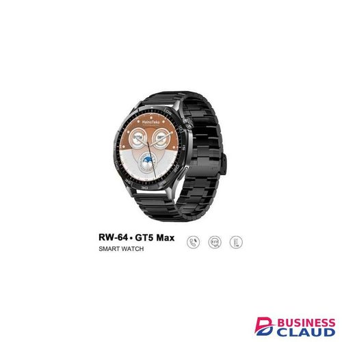 Haino Teko RW-64 GT5 Max Smartwatch with Large AMOLED Display, ce Assistant, 3 Pairs of Straps, Heart Rate Monitor, Fitness Tracker, Waterproof – Designed for Men, Black