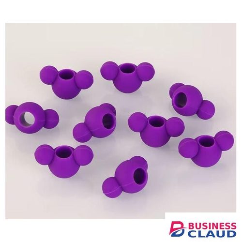Generic 12 Pcs Silicone Hair Beads + FREE Beading Tool - Mickey Mouse Purple
