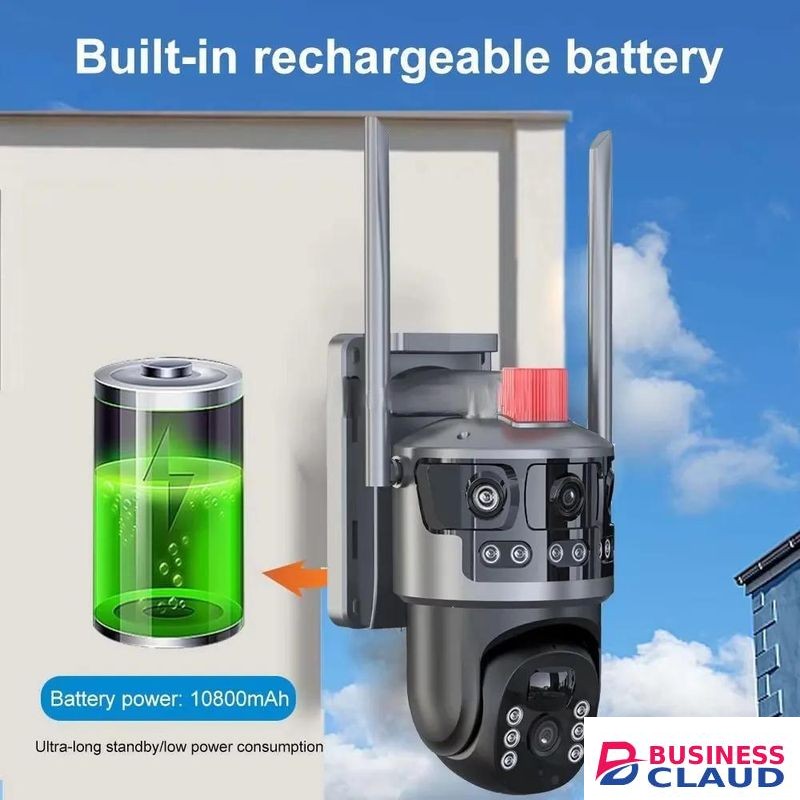 4G Sim Card Solar Camera Outdoor Battery WiFi IP Cam Dual Lens Dual Screen Security-Protection Wireless Surveillance CCTV(Confirm Wifi or 4G)
