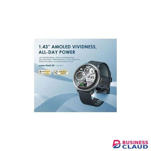 Oraimo Watch 5R OSW-820 1.43" Display AMOLED IP68 Smart Watch, Black Fitness Tracker